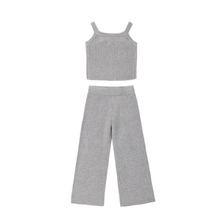 Rylee & Cru Fuzzy Knit Lounge Set - Dusty Blue