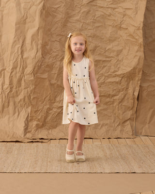 Rylee & Cru Harper Polka Dot Dress for girls, navy and white, featuring long sleeves and a charming, playful design.