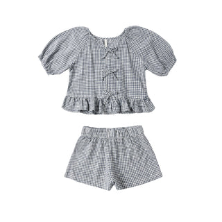 Rylee & Cru Juniper Set - Marine Gingham
Checkered top and shorts set on a white background