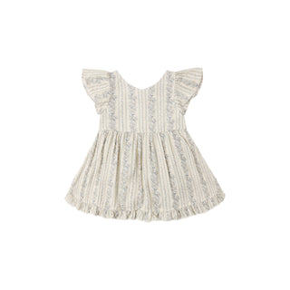 Rylee & Cru Lila Romper - Blue Floral
White dress with ruffled sleeves on a white background