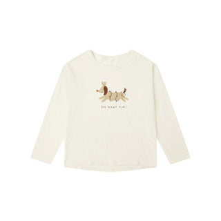 Rylee & Cru Long Sleeve Tee - Oh What Fun
White long-sleeve shirt with a small dog graphic and text on a white background