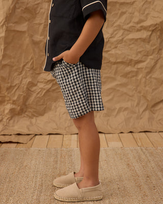 Rylee & Cru Perry Short in black check pattern, casual shorts for kids, featuring a comfortable fit and stylish design.