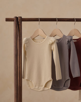 Rylee & Cru Shoulder Ruffle Bodysuit - Natural