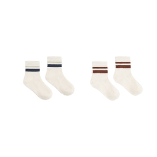 Rylee & Cru Stripe Socks 2 Pack - Fog / Mulberry
