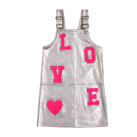 MIA New York Love Patch Overall Silver Dress