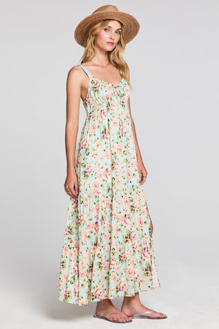 Saltwater Luxe Jayley midi dress in Capri Blue, featuring a flowy silhouette and stylish design, perfect for summer wear.