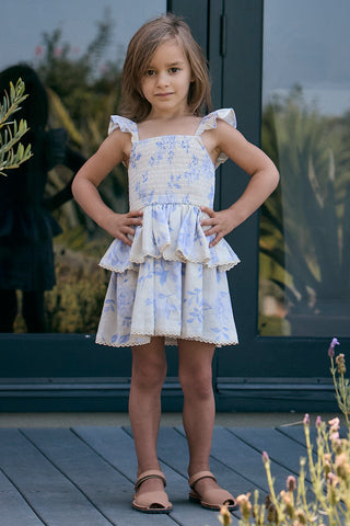 Saltwater Littles Raynbow Mini Dress in Bluebell Blue Rose