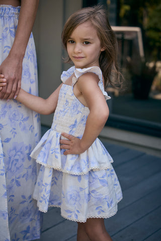 Saltwater Littles Raynbow Mini Dress in Bluebell Blue Rose