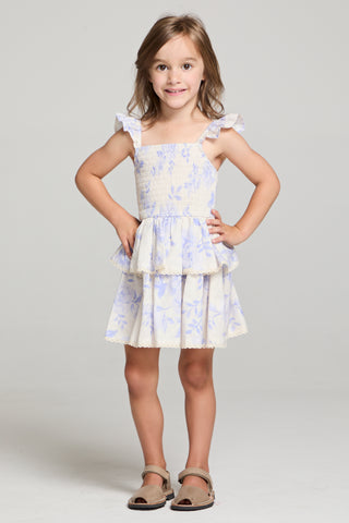 Saltwater Littles Raynbow Mini Dress in Bluebell Blue Rose