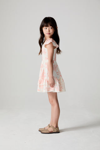 Saltwater Littles Sophia girls' mini dress in Camella fabric, stylish and comfortable for young girls, by Saltwater Luxe.