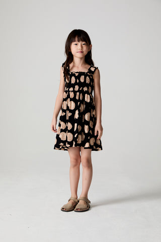 Saltwater Luxe Saltwater Littles Kayler girls' mini dress in black floral with short sleeves and ruffle details, perfect for warm weather.