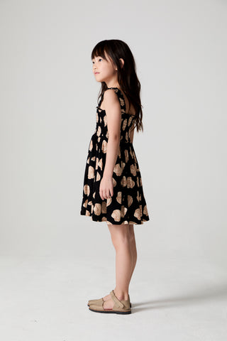 Black floral Saltwater Littles Kayler girls' mini dress by Saltwater Luxe, featuring a stylish and comfortable design for young girls.