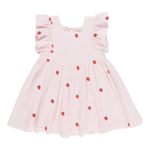 Pink Chicken Girls Elsie Dress - Strawberry Embroidery