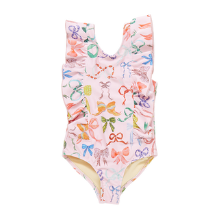 Pink Chicken, Pink Chicken Girls Katniss Suit - Watercolor Bows - Basically Bows & Bowties