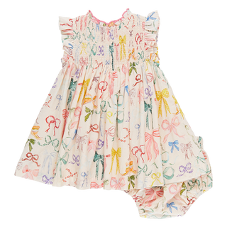 Pink Chicken Baby Stevie Dress Set - Watercolor Bows