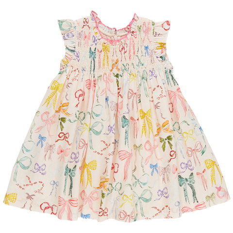 Pink Chicken, Pink Chicken Stevie Dress - Watercolor Bows - Basically Bows & Bowties
