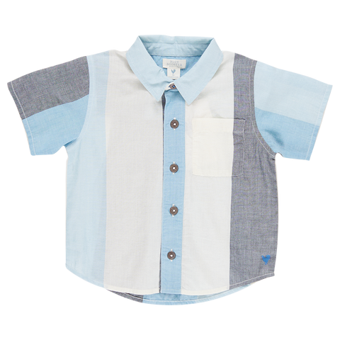 Pink Chicken, Blue Rooster Baby Boys Jack Shirt - Ocean Stripe - Basically Bows & Bowties