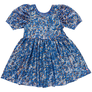 Pink Chicken Girls Laurie Dress - Blue Leopard Lame