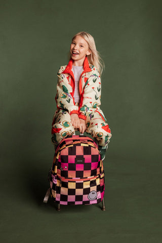 State Bags Kane Double Pocket Backpack - Pink Checkerboard