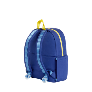 State Bags Kane Backpack in patchwork sports design, featuring multiple compartments and adjustable straps for everyday use.