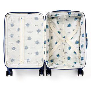 State Bags Logan Carry-On Suitcase with Dino Fossils print, featuring a durable hard shell and overhead carry design.