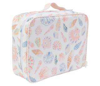 Apple of My Isla The Lunchbox - Shells Rectangular fabric pouch with shell pattern on a white background