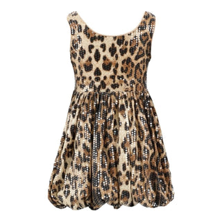 Lola and The Boys Sequin Leopard Bubble Dress
Leopard print dress with sequins on a white background