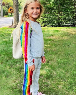 Lola and The Boys Sequin Rainbow Tracksuit Set - Grey