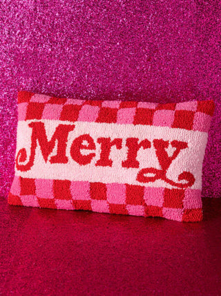 Shiraleah Merry Pillow - Pink
Checkered pillow with 'Merry' text on a pink glittery background