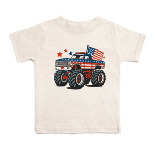 Sweet Wink American Monster Truck short sleeve T-shirt in natural heather with truck graphic on front.