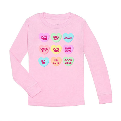 Sweet Wink, Sweet Wink Candy Hearts Valentine's Day L/S Pink Tee - Basically Bows & Bowties