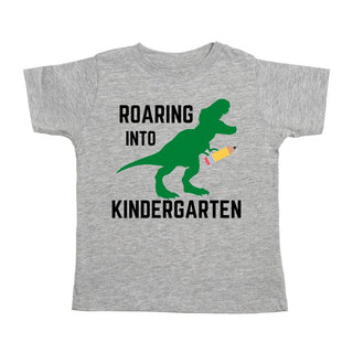Sweet Wink Roaring Into Kindergarten S/S Gray Tee, Sweet Wink, 1st Day of Kindergarten, 1st Day of School, Back to School, Boy Back to School, cf-size-4t, cf-size-5-6y, cf-size-7-8y, cf-type-
