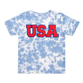 Sweet Wink USA Patch Short Sleeve T-Shirt - Sky Tie Dye