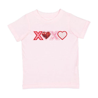 Sweet Wink XOXO Sequin Patch Valentine's Day Short Sleeve Tee - Ballet