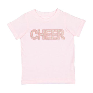 Sweet Wink Cheer Pearl Patch Short Sleeve T-Shirt - Ballet Pink t-shirt with 'CHEER' text on a white background