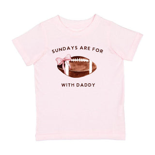Sweet Wink Football With Daddy Short Sleeve T-Shirt - Ballet Pink t-shirt with football graphic and text on a white background