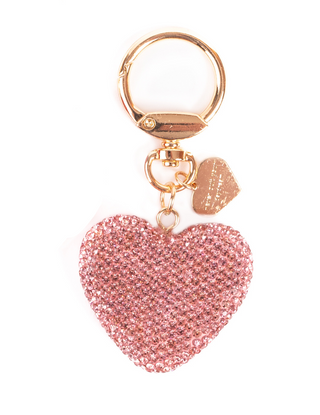 Pink Great Pretenders Sparkling Crystal Heart Bag Charm
Two heart-shaped keychains, one red and one pink, on a white background.