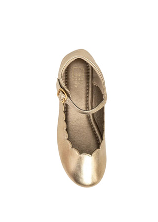 ShuShop Agatha Mini - Gold
Gold metallic shoe with a strap on a white background