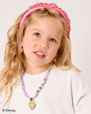 Super Smalls Disney Minnie Mouse Jeweled Headband
Young girl wearing a pink beaded headband and necklace on a white background