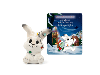 Tonies Character: Snowflake and the Missing Christmas Lights Advent Calendar
White rabbit figurine with Christmas lights next to an advent calendar on a white background