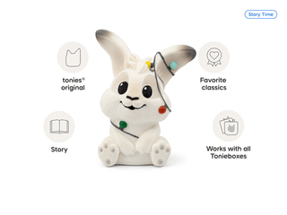 Tonies Character: Snowflake and the Missing Christmas Lights Advent Calendar
Toy rabbit with features listed on a white background