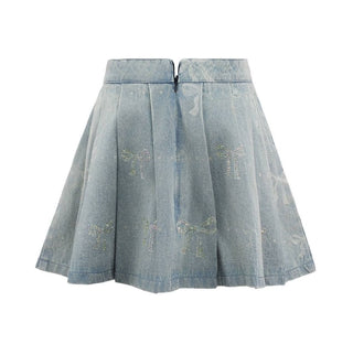 Lola and The Boys Sparkle Bows Denim Pleated Skirt
Denim skirt with bow patterns on a white background