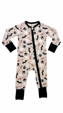 In My Jammers Spooky Ghost Zipper Romper, In My Jammers, Bamboo, Bamboo Pajamas, cf-size-12-18-months, cf-size-18-24-months, cf-size-2t, cf-size-3-6-months, cf-size-6-9-months, cf-size-9-12-m