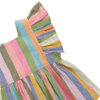 Pink Chicken Baby Girls Elsie 2pc Set - Parade Stripe
Colorful striped dress with a hood on a white background