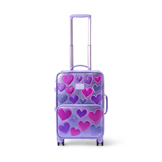 State Bags Logan carry-on suitcase with 3D hearts design, lightweight and durable for travel.
