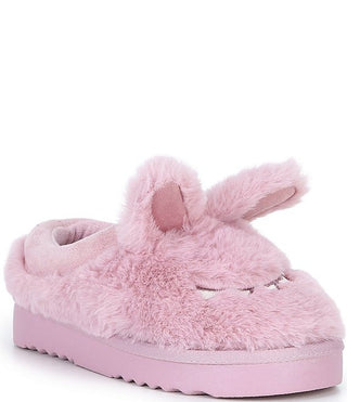 Steve Madden toddler monster slippers in pink with playful monster details and soft indoor sole