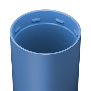 Brumate Strova 18oz - Cascade
A close-up view of the open top of a blue cylindrical container or cup, showing the interior rim with small raised tabs and a smooth matte finish, isolated on a white background.
