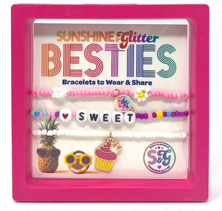 Sunshine & Glitter Besties bracelet set featuring colorful, sweet-themed charm bracelets for friendship and fun.