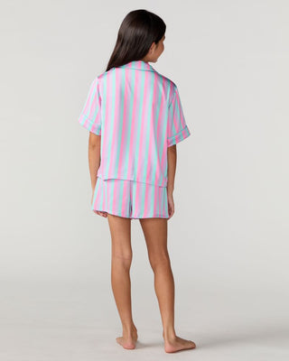 Sunshine Society Kids Silky Short Sleeve Short Set - Sorbet Stripe