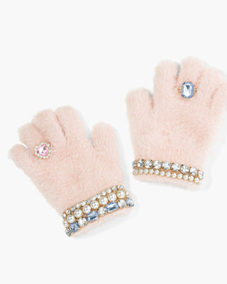 Super Smalls Cotton Candy Jeweled Gloves
Pair of pink gloves with decorative gemstones on a white background